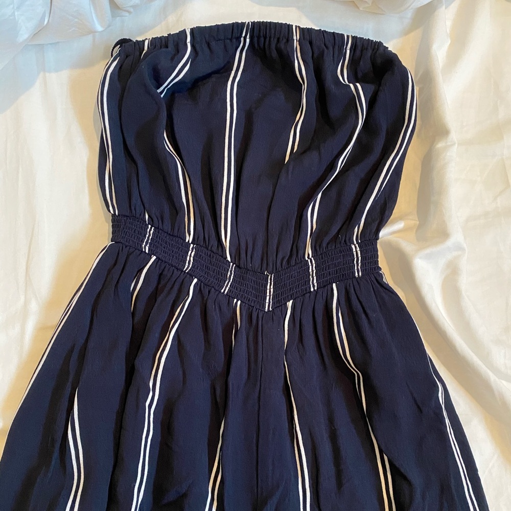Urban Outfitters Strapless Navy Jumpsuit